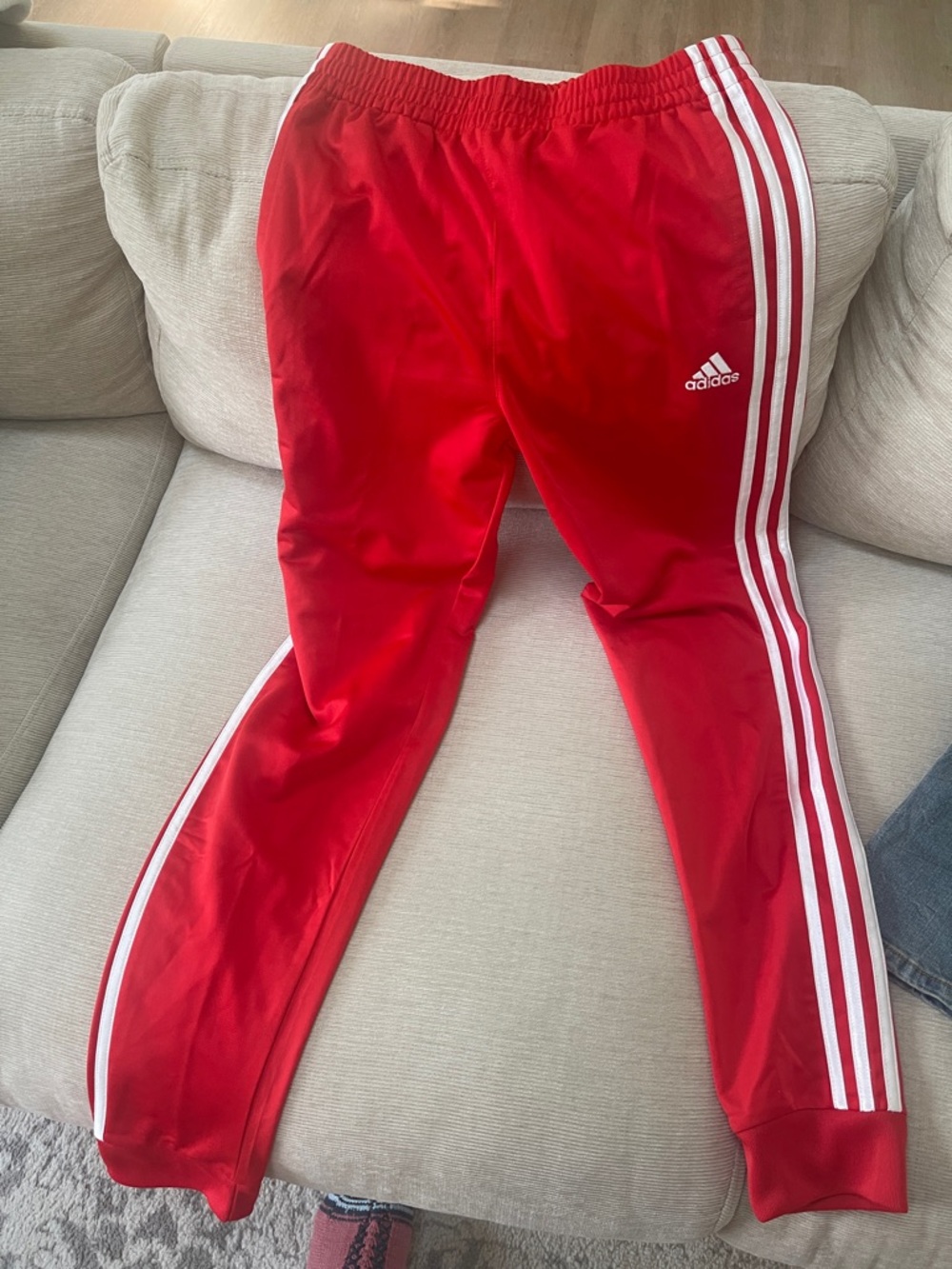 adidas Red Kids Track Joggers with White 3-Stripes
